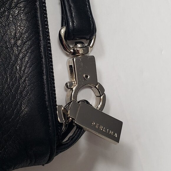 Perlina Soft Black Premium Genuine Leather Small Crossbody Bag Vintage - Picture 5 of 9